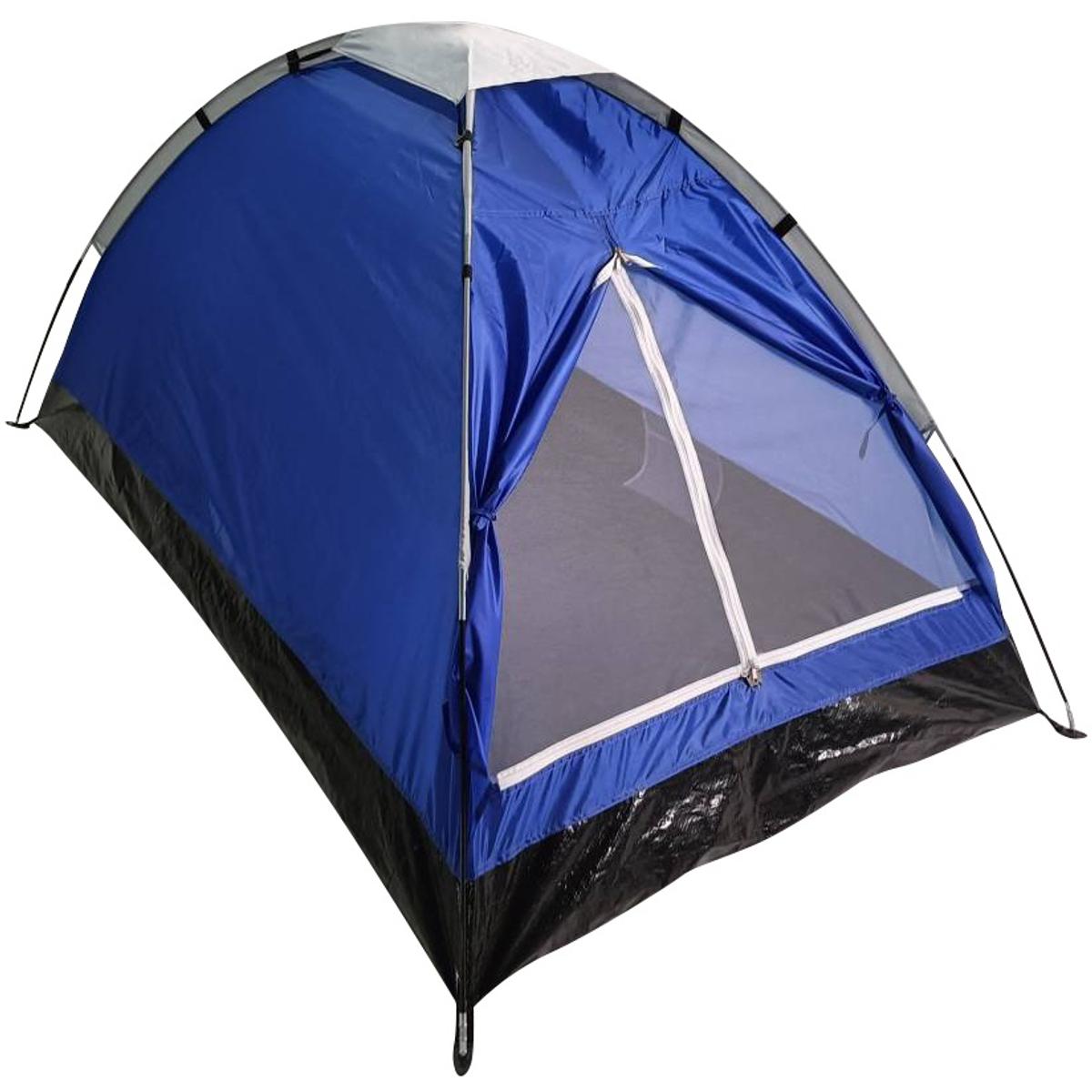 Cort usor de camping 2 persoane, cu plasa tantari, 200x120x100 cm, albastru
