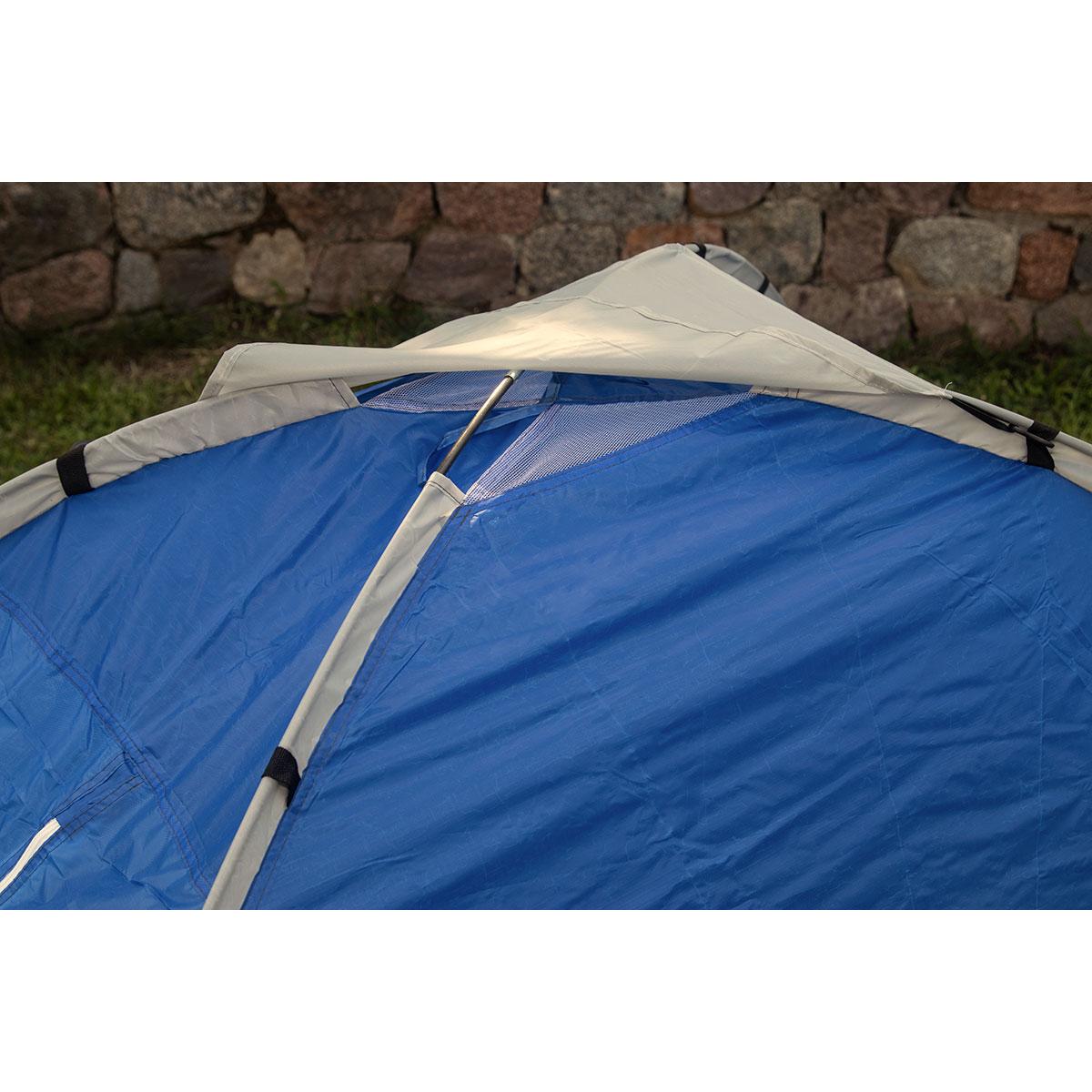 Cort usor de camping 2 persoane, cu plasa tantari, 200x120x100 cm, albastru