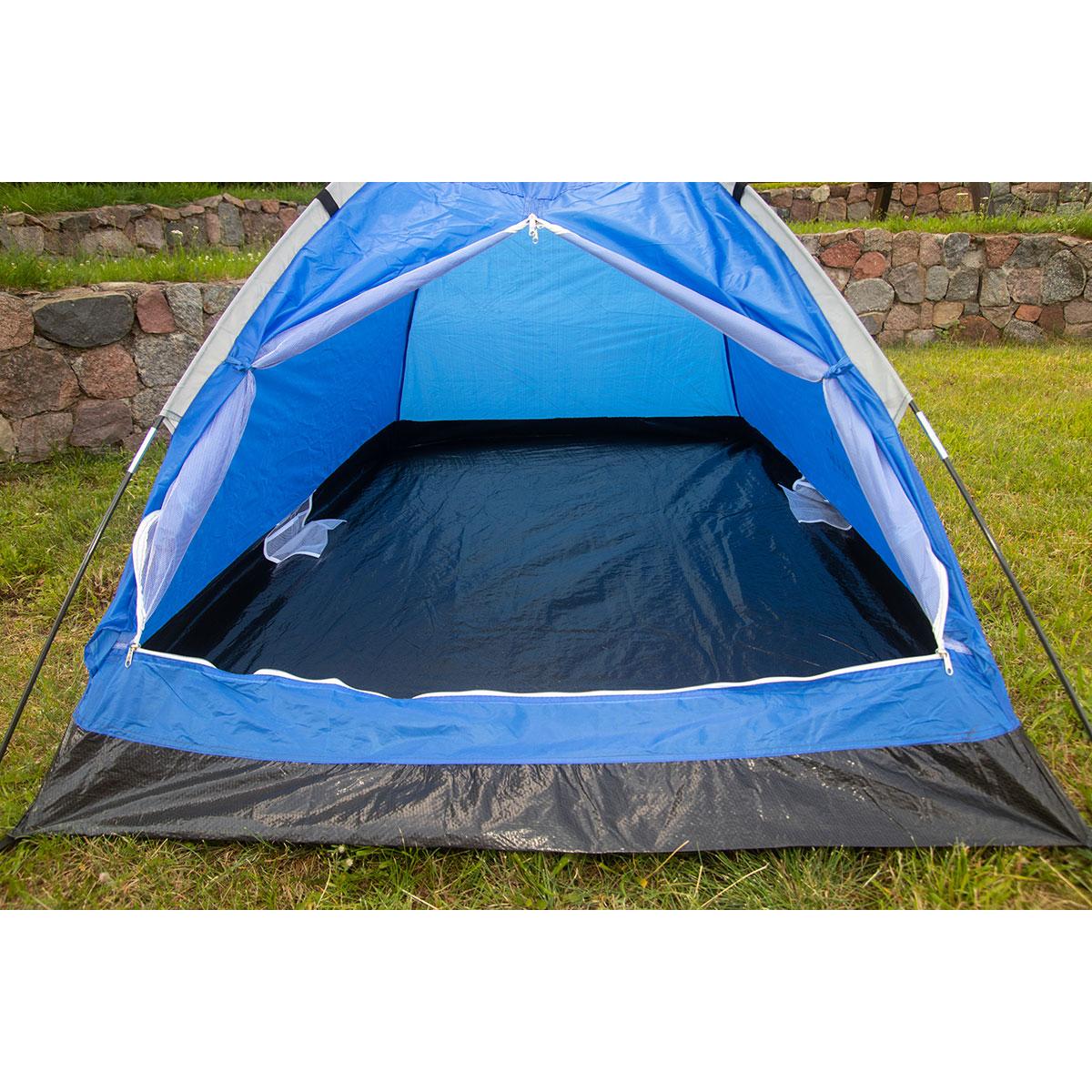 Cort usor de camping 2 persoane, cu plasa tantari, 200x120x100 cm, albastru