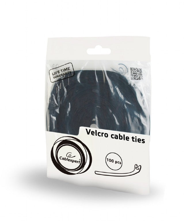 TILE prindere cablu GEMBIRD, 100pcs., 210*12 mm, din Velcro, black, "VT-210x12"