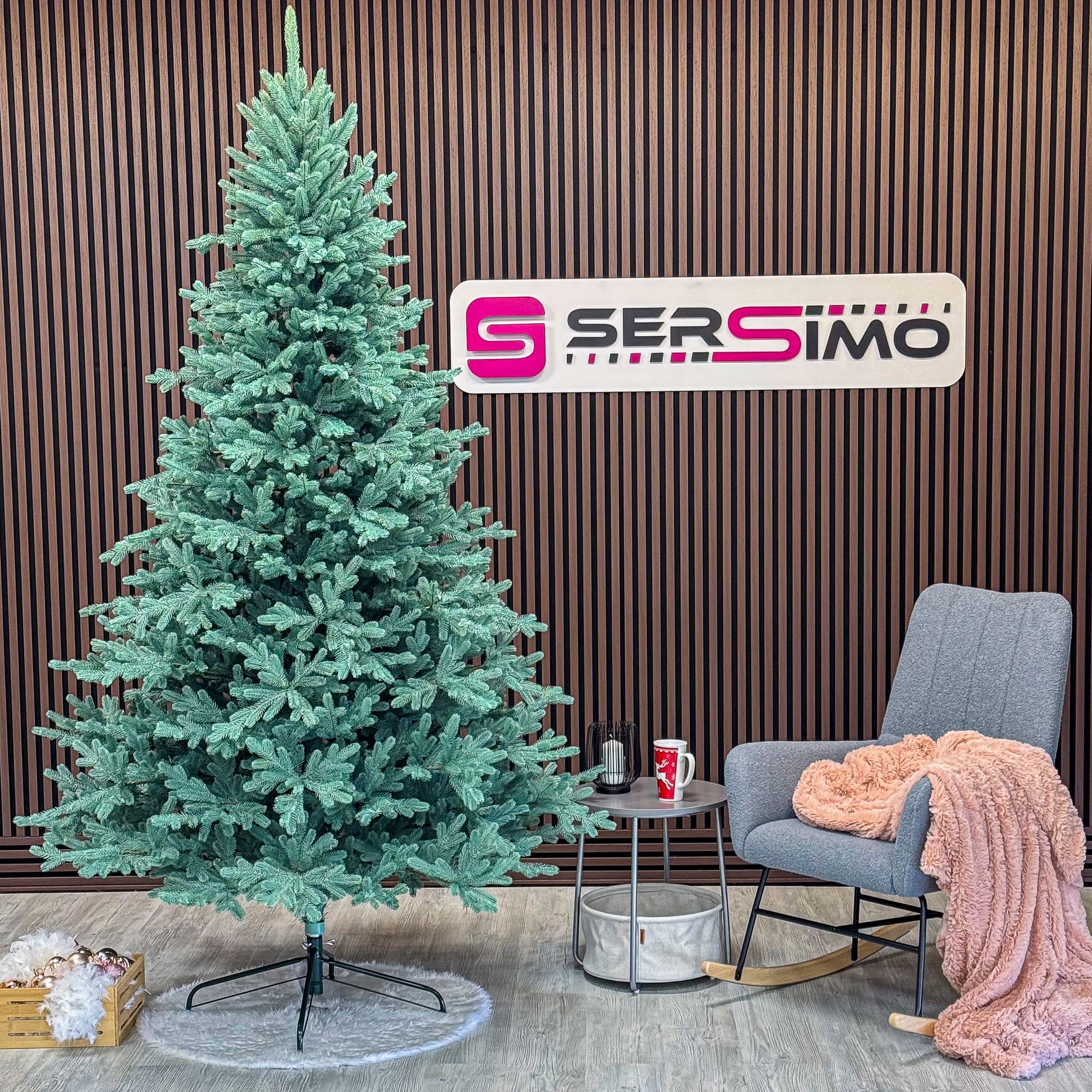 Brad artificial Christmas Deluxe by Sersimo, Viena Select argintiu, integral 3D, 250 cm