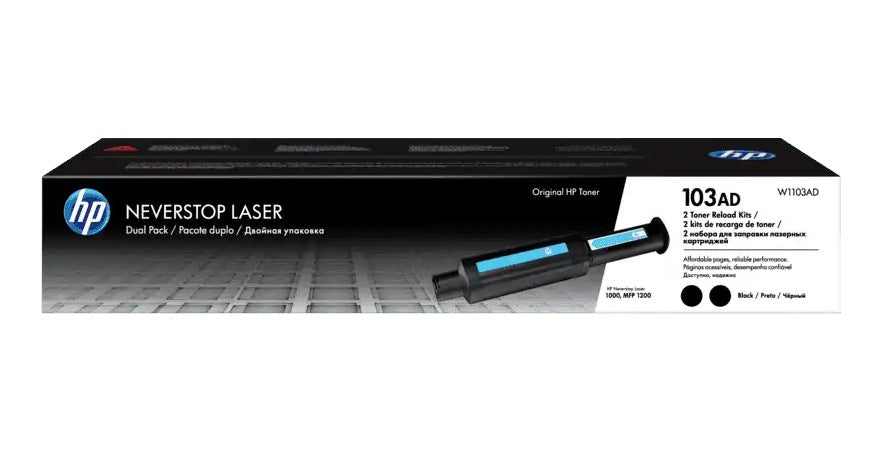 Dual-Pack Original HP Black, nr.103AD, pentru NeverStop LaserJet 1000|1200, 5K, , "W1103AD"