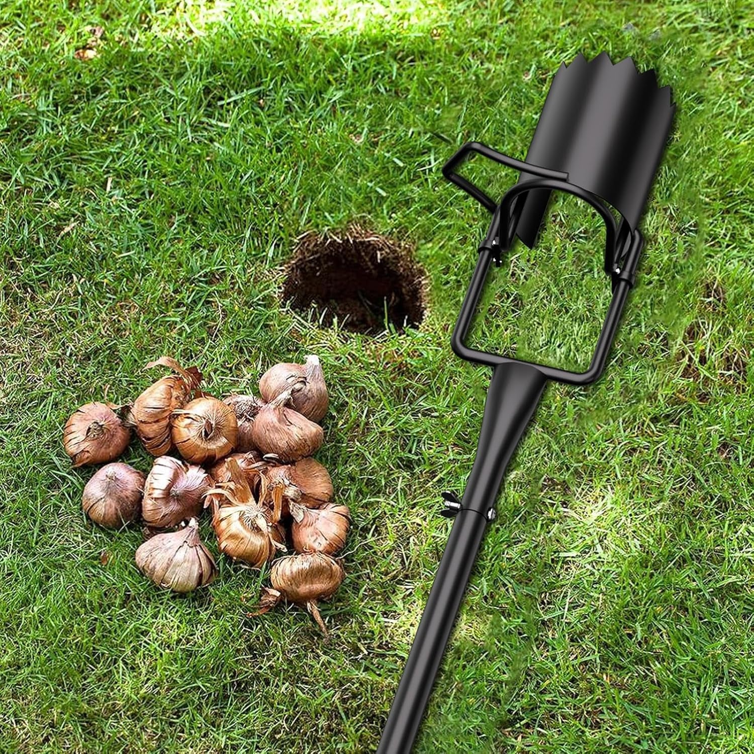 Plantator manual pentru rasaduri cu reglaj inaltime, 108 cm, otel, negru