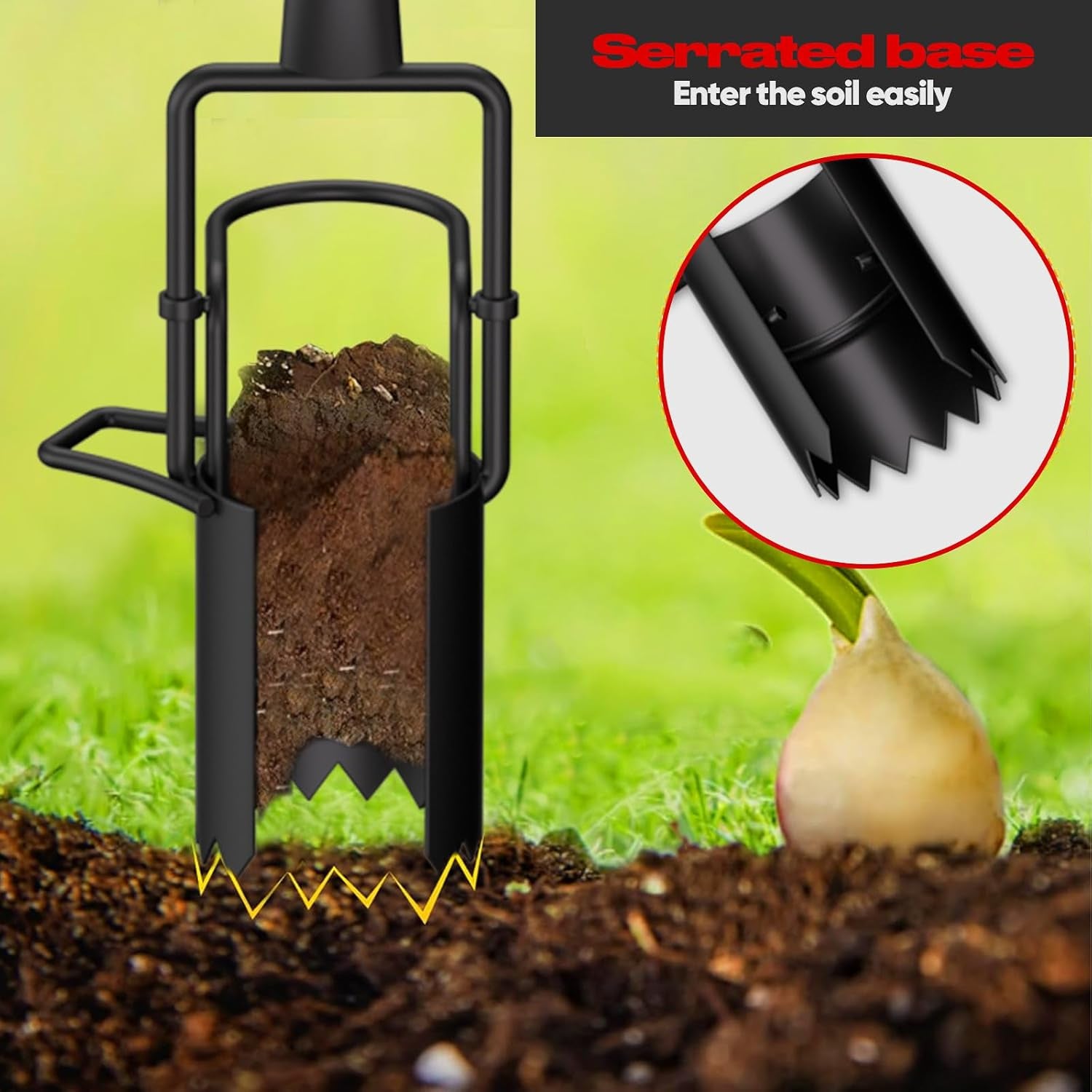 Plantator manual pentru rasaduri cu reglaj inaltime, 108 cm, otel, negru