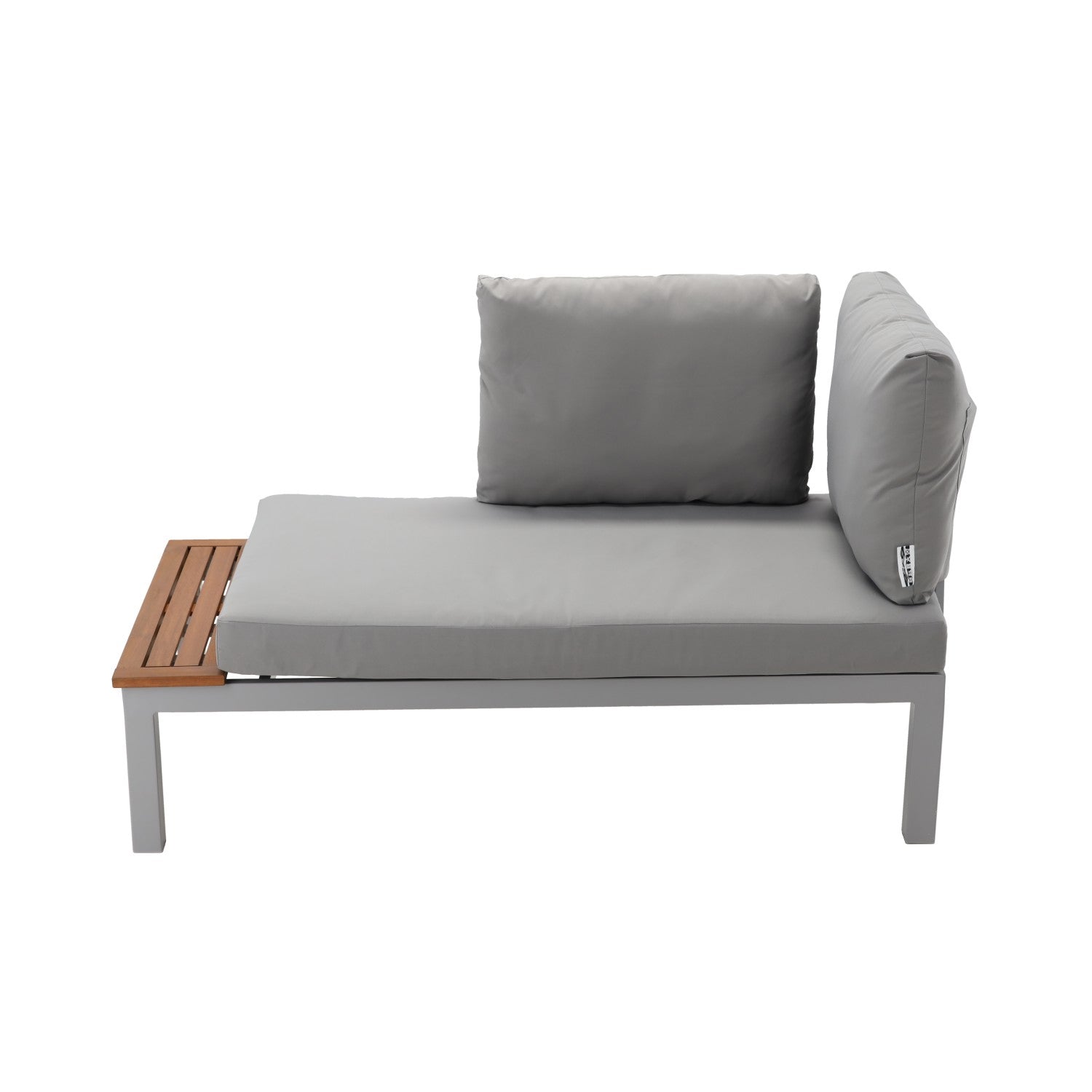 Set mobilier gradina Bohito modular cu perne, 2 canapele si masa, cadru aluminiu si lemn eucalipt, 138x76 cm, gri