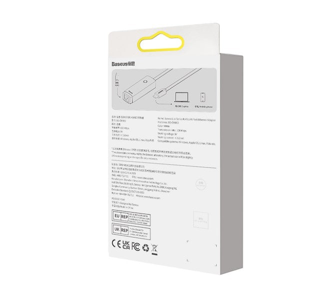 Adaptor RETEA Baseus Lite, USB Type-C to RJ-45 10/100 Mbps Adapter, LED, alb 