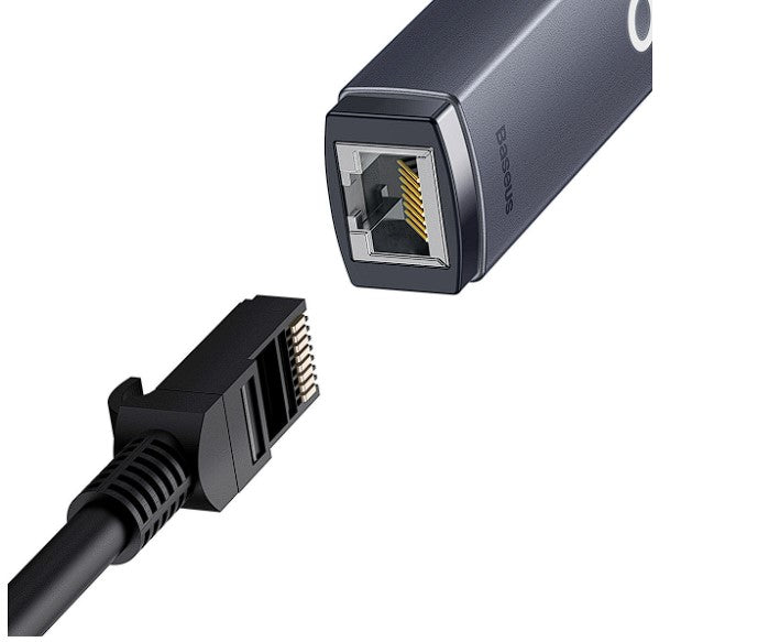 ADAPTOR RETEA Baseus Lite, USB Type-C to RJ-45 Gigabit LAN, metalic, LED, gri "WKQX000313" - 6932172606138