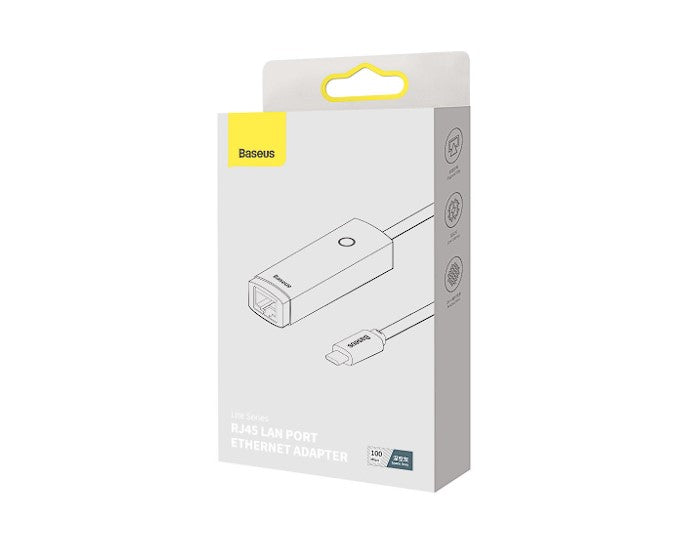 ADAPTOR RETEA Baseus Lite, USB Type-C to RJ-45 Gigabit LAN, metalic, LED, gri "WKQX000313" - 6932172606138