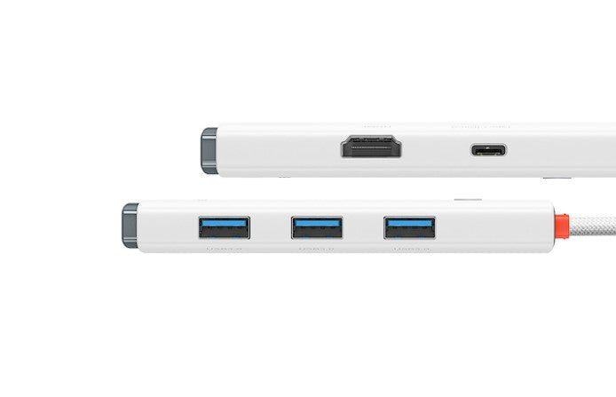 DOCKING Station Baseus Lite, conectare PC USB Type-C, USB 3.0 x 3, USB Type C x 1 PD 20V/5A, HDMI x 1/4K/30Hz, alb "WKQX040002" - 6932172606312