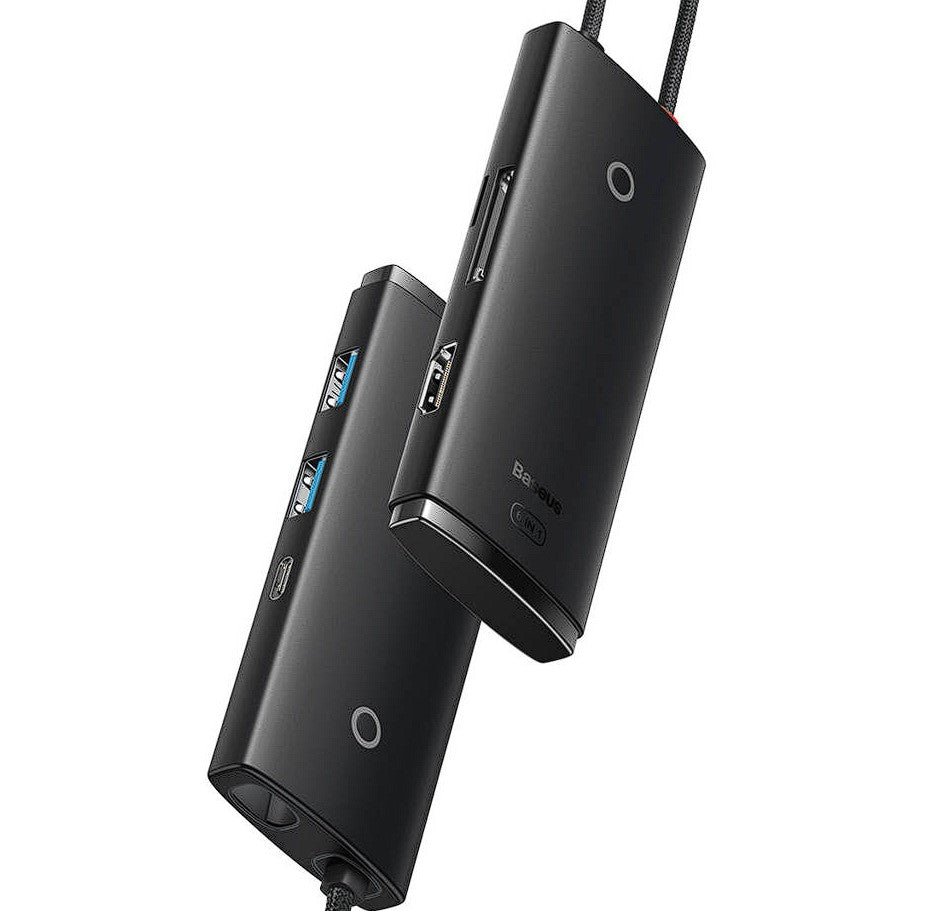 DOCKING Station Baseus Lite, conectare PC USB Type-C, USB 3.0 x 2, USB Type C x 1, HDMI x 1/4K/30Hz, card reader SD/microSD, negru "WKQX050001" - 6932172606329