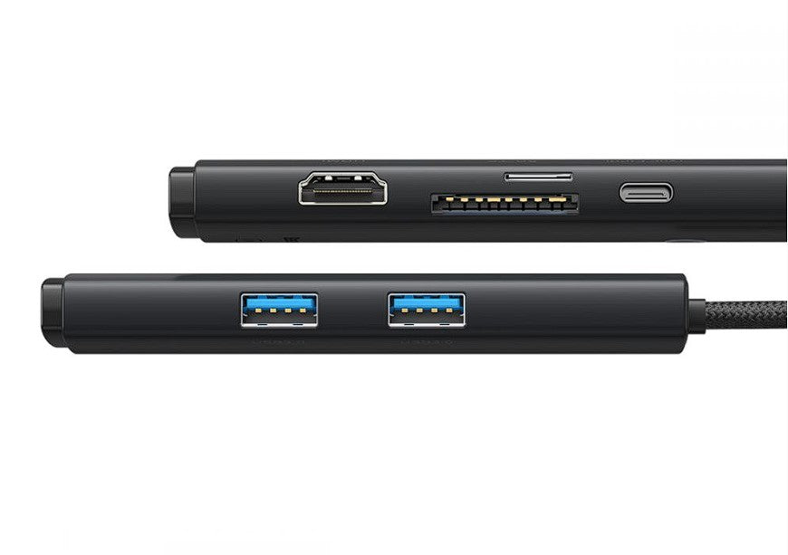 DOCKING Station Baseus Lite, conectare PC USB Type-C, USB 3.0 x 2, USB Type C x 1 PD, HDMI x 1/4K/30Hz, card reader SD/microSD, negru "WKQX050101" - 6932172606343