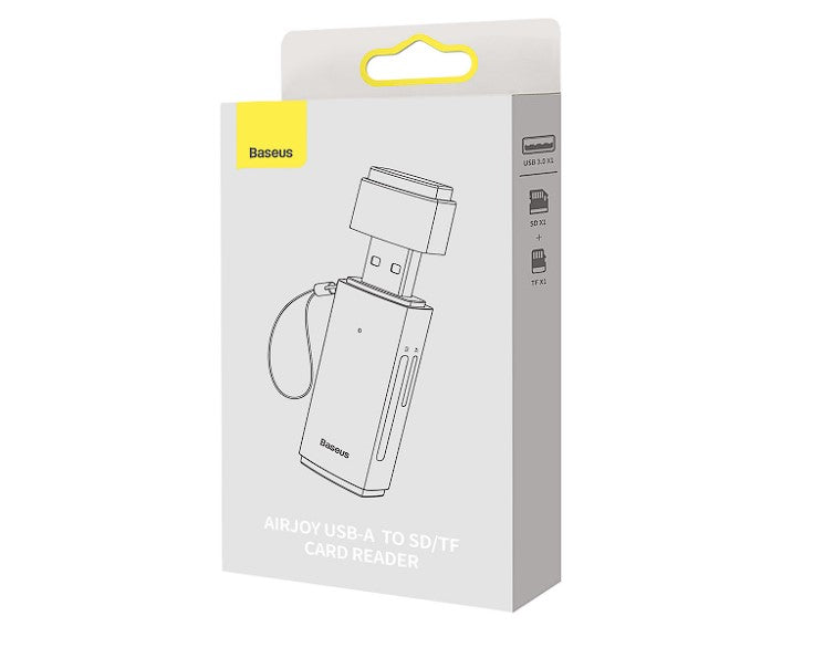 CARD READER extern Baseus Lite, interfata USB 3.0, citeste/scrie: SD, microSD viteza pana la 480Mbps, suporta carduri maxim 512 GB, metalic, gri "WKQX060013" - 6932172608194