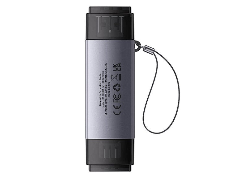 CARD READER extern Baseus Lite,interfata USB 3.0/USB Type-C,citeste/scrie:SD,microSD viteza pana la 480Mbps,suporta carduri maxim 512GB,metalic,gri "WKQX060113" -6932172608200