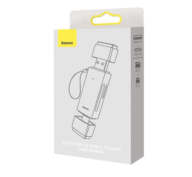 CARD READER extern Baseus Lite,interfata USB 3.0/USB Type-C,citeste/scrie:SD,microSD viteza pana la 480Mbps,suporta carduri maxim 512GB,metalic,gri "WKQX060113" -6932172608200