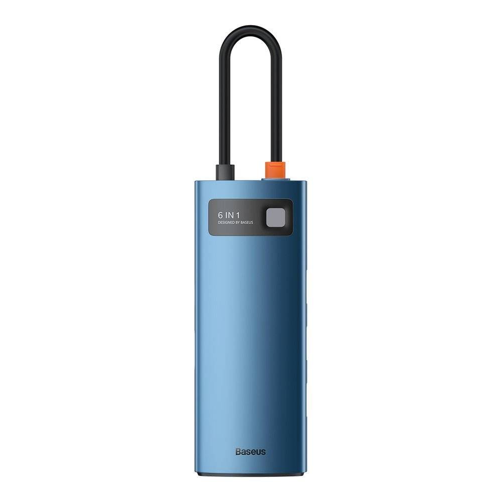 DOCKING Station Baseus Metal Gleam,conect PC USB Type-C,USB 3.0x3,USB-Cx1 PD 100W 5V/9V/14.5V/20V 5A (Max.),Gigabit RJ-45x1,HDMIx1/4K/30Hz,albastru 