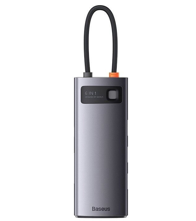 DOCKING Station Baseus Metal Gleam, conectare PC USB Type-C, USB 3.0 x 3, USB Type C x 1 PD 20V/5A, card reader SD/microSD, gri "WKWG030213" - 6932172608231