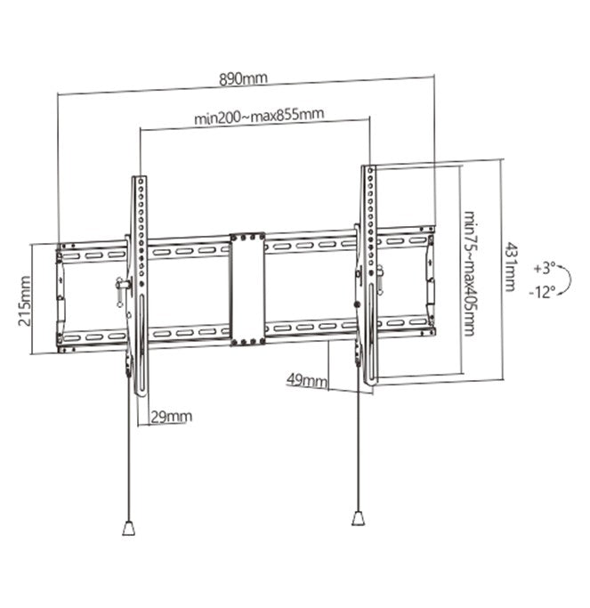 SUPORT de perete GEMBIRD, pt 1 TV/monitor plat, diag. max 43" - 90", inclinatie 3° ~ -12°, max 70 kg, "WM-90T-01"