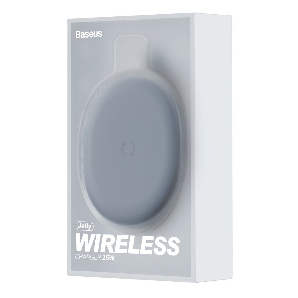 INCARCATOR wireless Baseus Jelly Qi 15W, compatibilitate smartphones, cablu Type-C la USB inclus, negru "WXGD-01" - 6953156223691