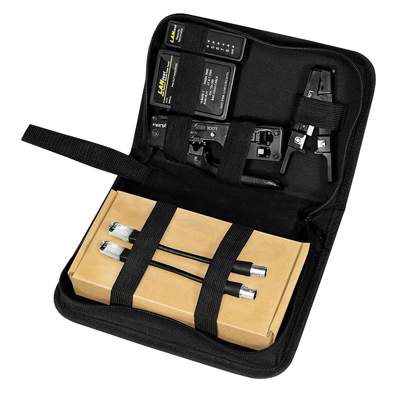 TRUSA scule retelistica, LOGILINK, testare cab, sertiz. mufe, deziz. cablu, sertiz. cab,taiere cablu. 4 prod.:tester cab,cleste sertiz. mufe,unealta punch down,cleste dez. cab, Cat.6A/7, "WZ0070"