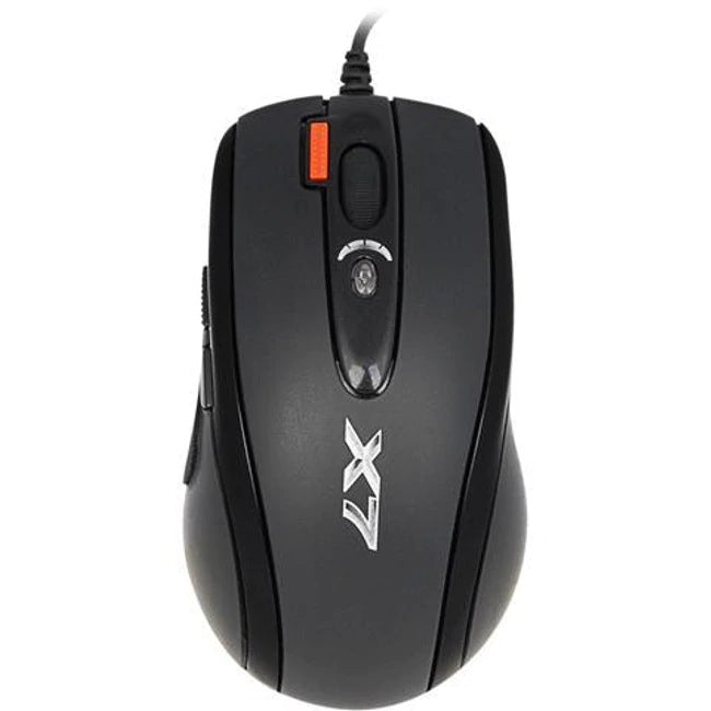 MOUSE A4tech, gaming, cu fir, USB, optic, 2000 dpi, butoane/scroll 6/1, buton selectare viteza, negru, "X-710BK"