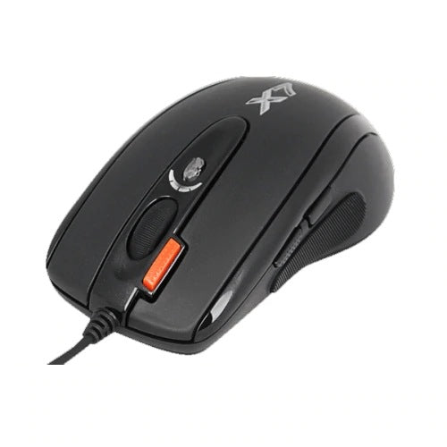 MOUSE A4tech, gaming, cu fir, USB, optic, 2000 dpi, butoane/scroll 6/1, buton selectare viteza, negru, "X-710BK"