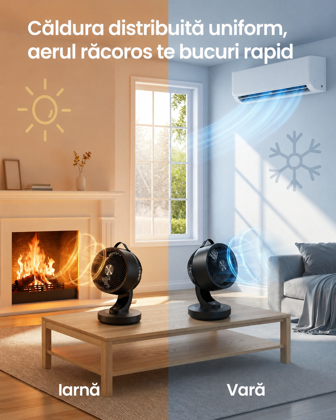 SONGMICS Ventilator de masa silentios cu telecomanda, oscilatie 70°, 8 viteze si afisaj LED, 25x26x38 cm, negru