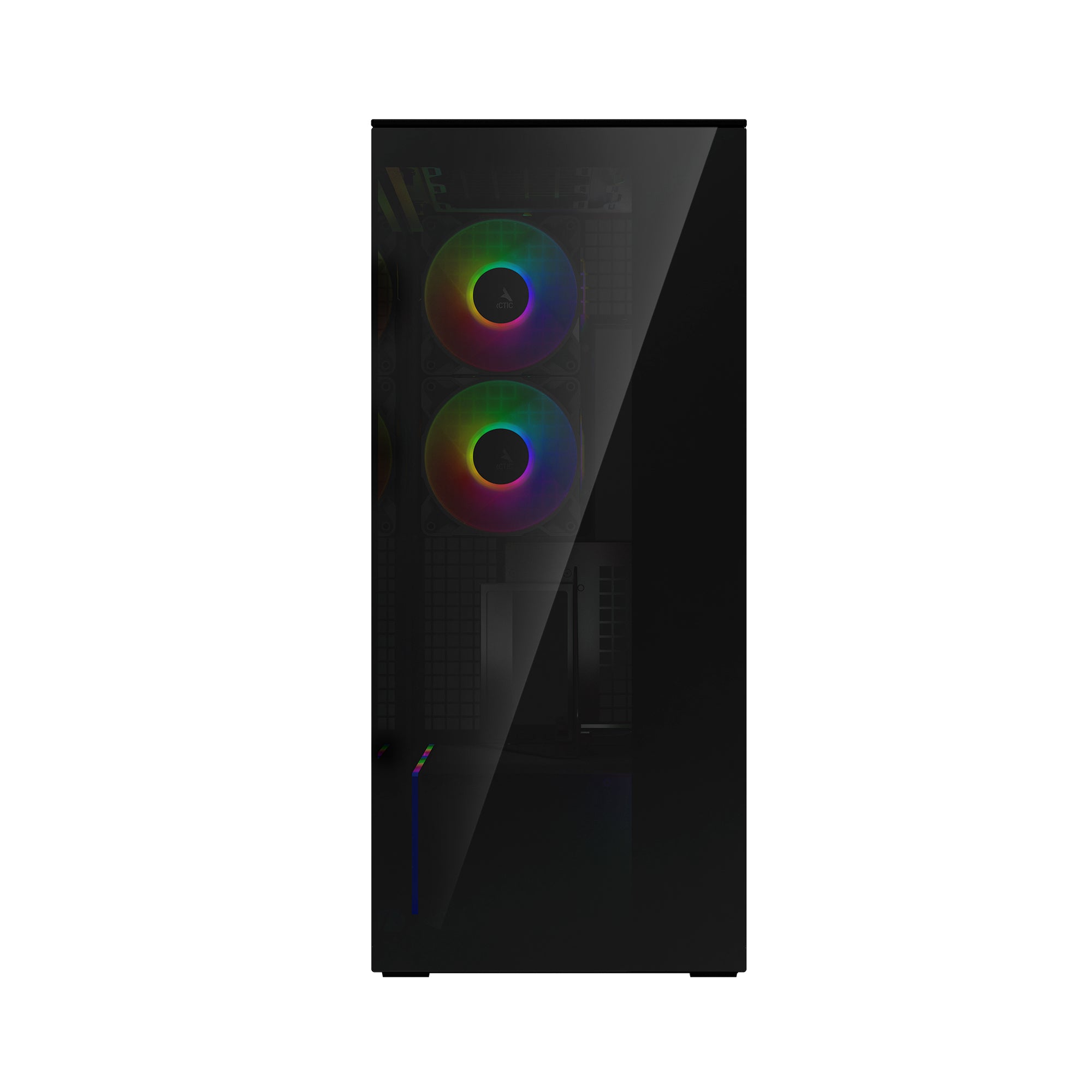 CARCASA Arctic "Xtender VG BK", mid tower, max 8xfan, 3x P14 Pro R A-RGB si 2x P12 Pro A-RGB instalate, shroud 24 LED ARGB, USB-C x 1, USB 3.2 x 2, audio+mic, 7 sloturi exp, GPU vertical, riser PCIe 4.0, negru, "ACPCC00016A"