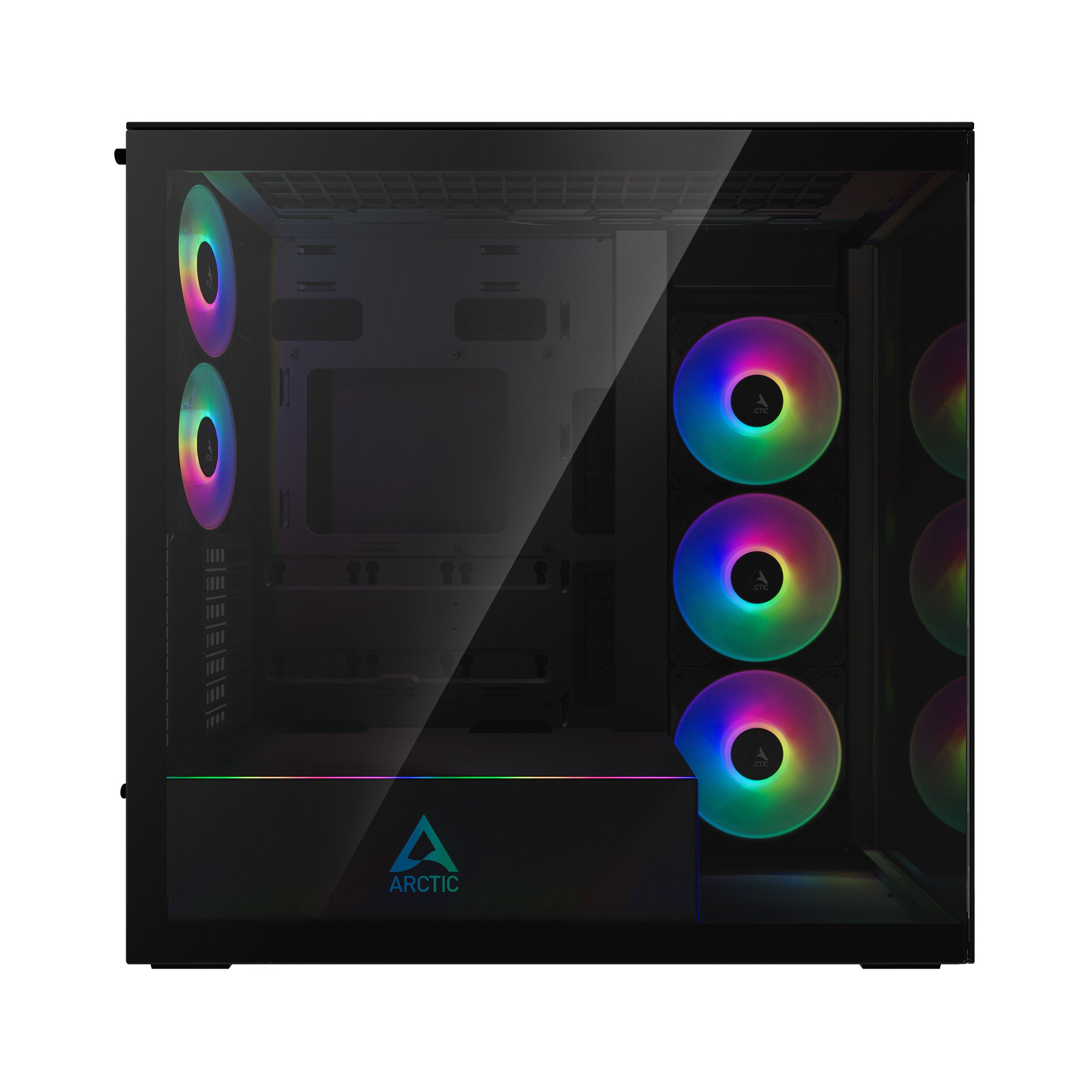 CARCASA Arctic "Xtender Mirror BK", mid tower, max 8xfan, 3xP14 ProR ARGB si 2xP12Pro ARGB instalate, PSU shroud 24 LED ARGB, USB-C x 1, USB 3.2 x 2, audio+mic, 7 sloturi expans, negru, "ACPCC00018A"
