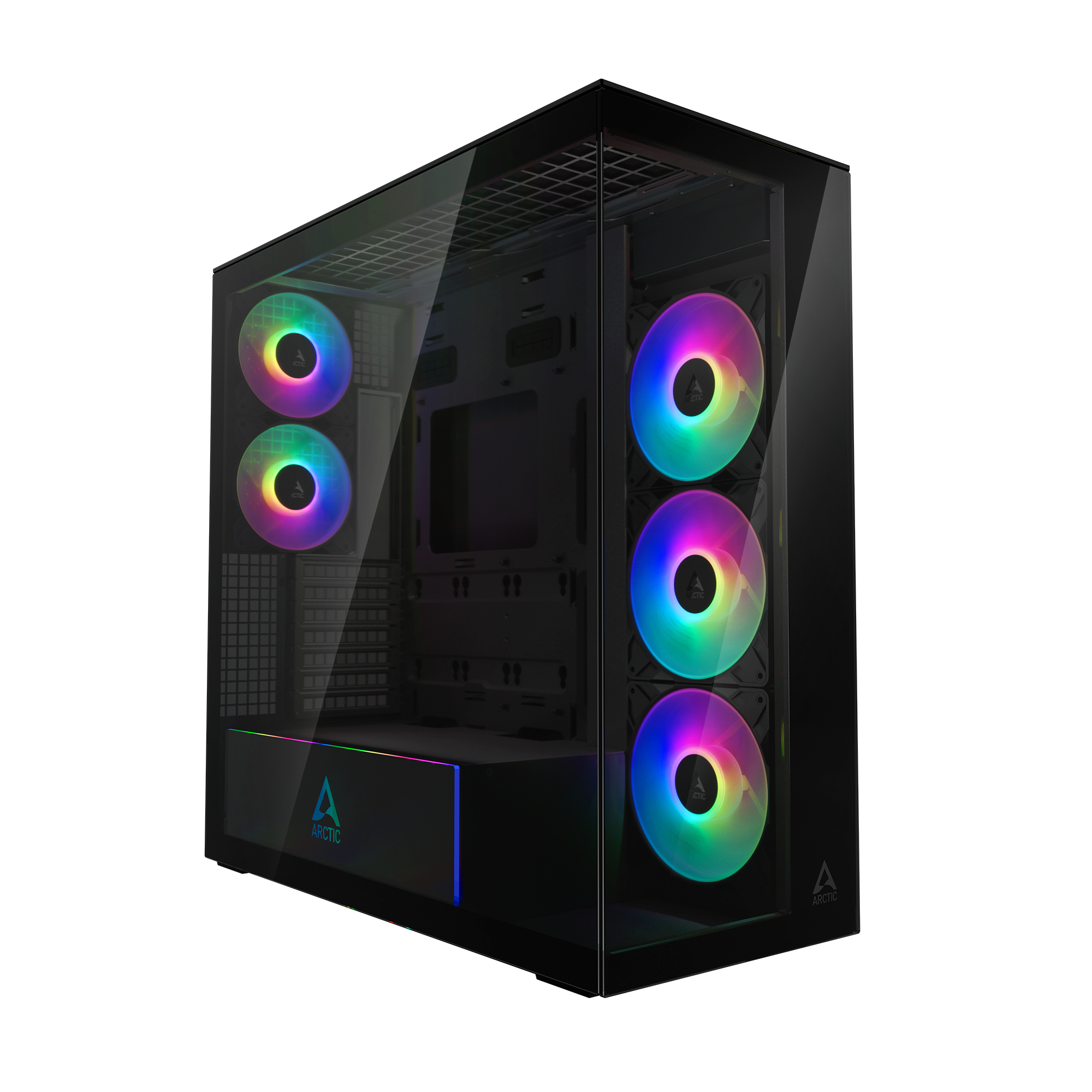 CARCASA Arctic "Xtender Mirror BK", mid tower, max 8xfan, 3xP14 ProR ARGB si 2xP12Pro ARGB instalate, PSU shroud 24 LED ARGB, USB-C x 1, USB 3.2 x 2, audio+mic, 7 sloturi expans, negru, "ACPCC00018A"