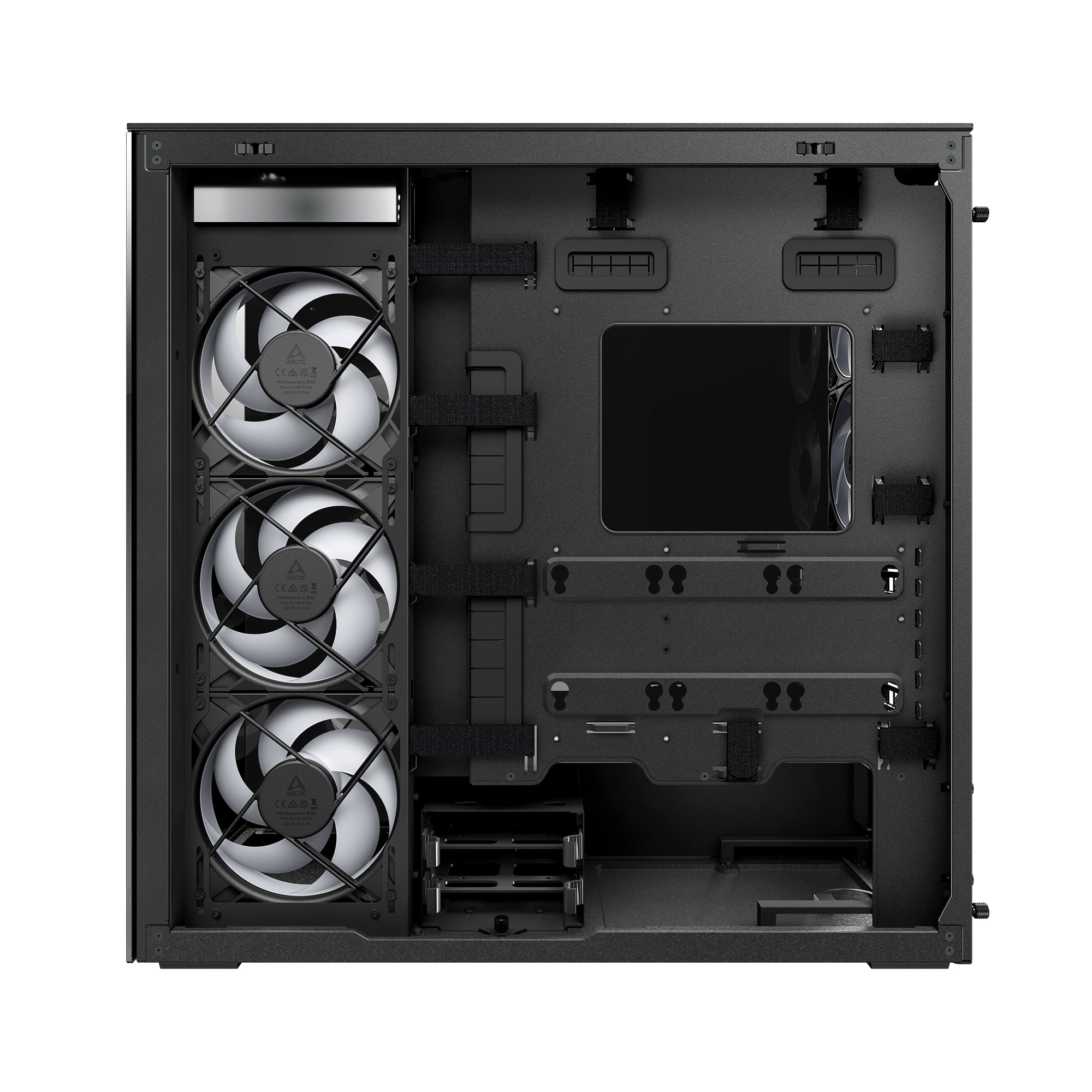 CARCASA Arctic "Xtender", mid tower, max 8xfan, 3xP14 ProR ARGB si 2xP12Pro ARGB instalate, PSU shroud 24 LED ARGB, USB-C x 1, USB 3.2 x 2, audio+mic, 7 sloturi expans, negru, "ACPCC00015A"