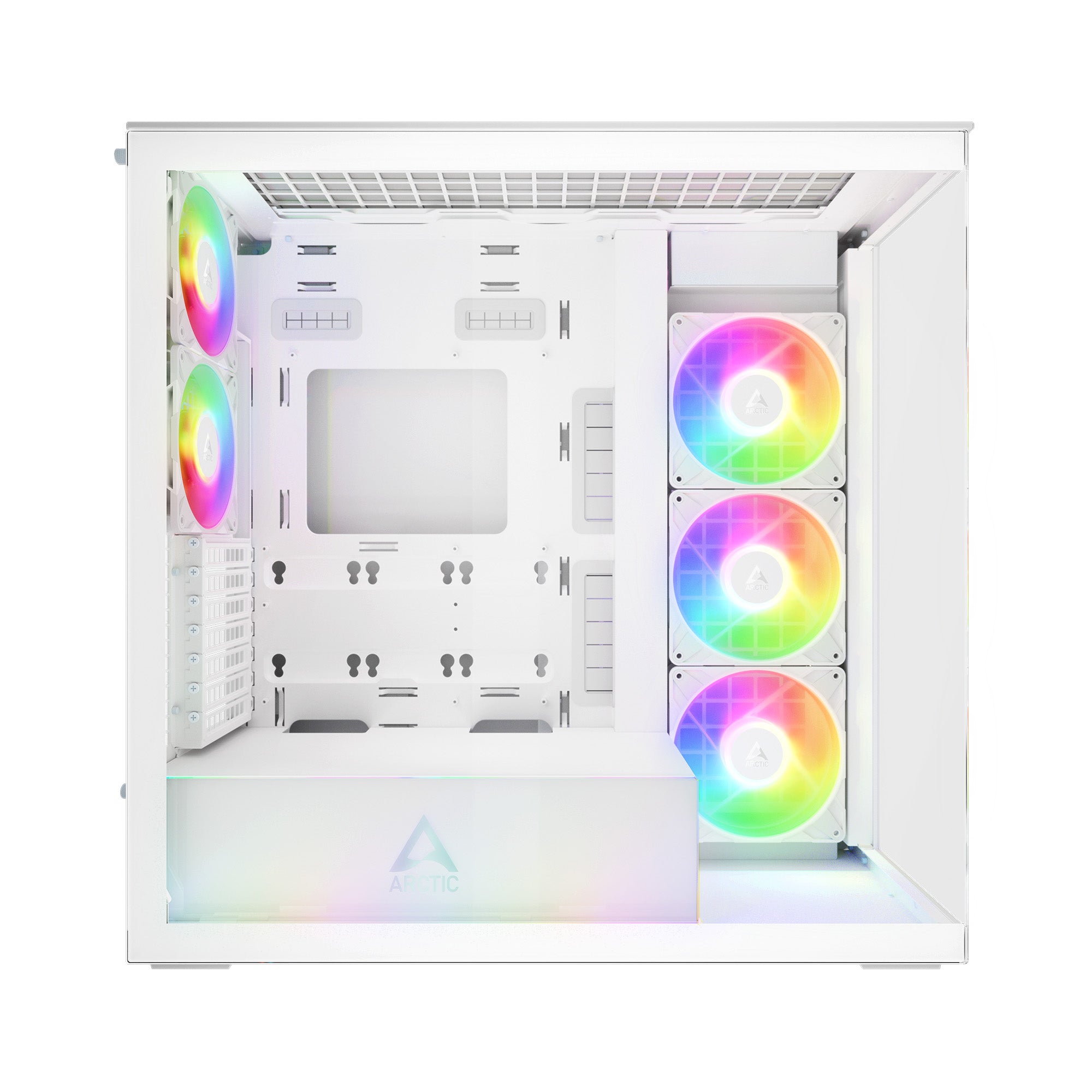 CARCASA Arctic "Xtender Wh", mid tower, max 8xfan, 3xP14 ProR ARGB si 2xP12Pro ARGB instalate, PSU shroud 24 LED ARGB, USB-C x 1, USB 3.2 x 2, audio+mic, 7 sloturi expans, alb, "ACPCC00014A"