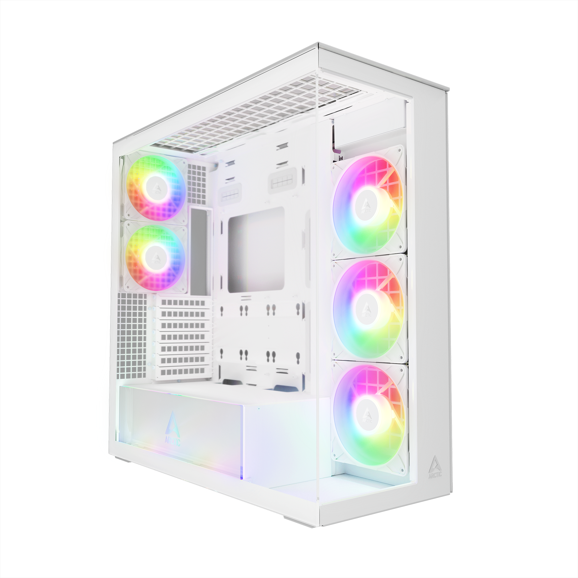 CARCASA Arctic "Xtender Wh", mid tower, max 8xfan, 3xP14 ProR ARGB si 2xP12Pro ARGB instalate, PSU shroud 24 LED ARGB, USB-C x 1, USB 3.2 x 2, audio+mic, 7 sloturi expans, alb, "ACPCC00014A"