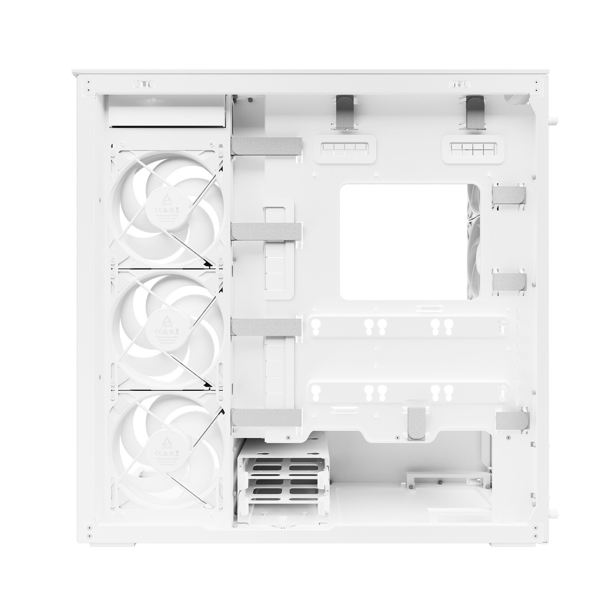 CARCASA Arctic "Xtender Wh", mid tower, max 8xfan, 3xP14 ProR ARGB si 2xP12Pro ARGB instalate, PSU shroud 24 LED ARGB, USB-C x 1, USB 3.2 x 2, audio+mic, 7 sloturi expans, alb, "ACPCC00014A"