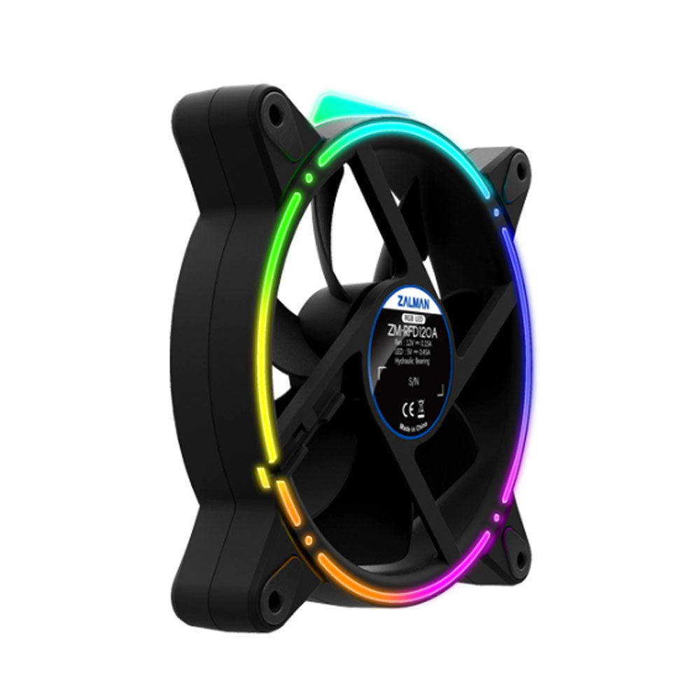 Ventilator Zalman "RFD120A", 120mm, 1500 RPM, hydraulic bearing, 34.34 cfm, 3-pin adresabil, negru, "ZM-RFD120A"