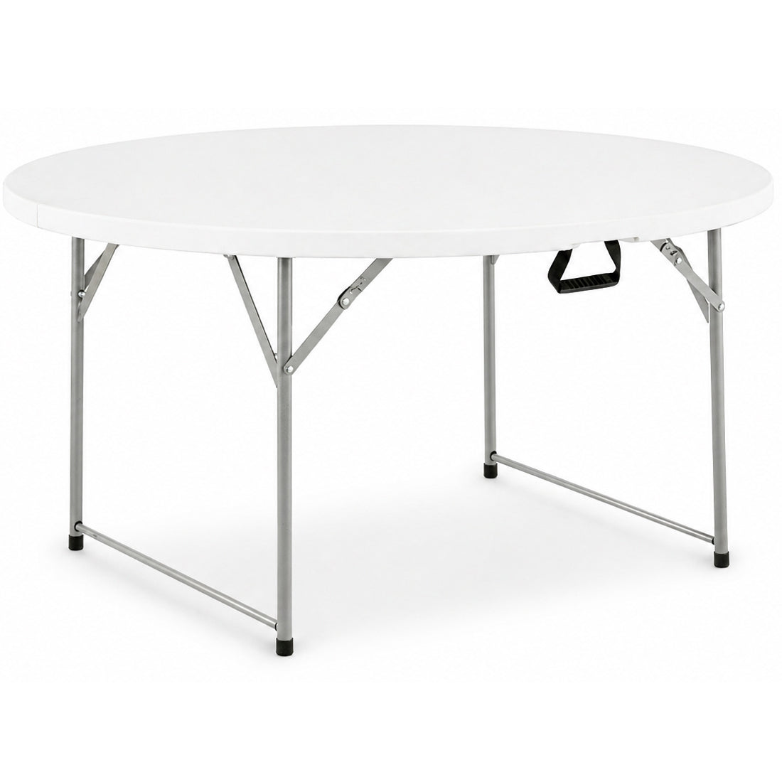Masa catering rotunda pentru evenimente, pliabila, diametru 180 cm, HDPE, cadru metalic, alb