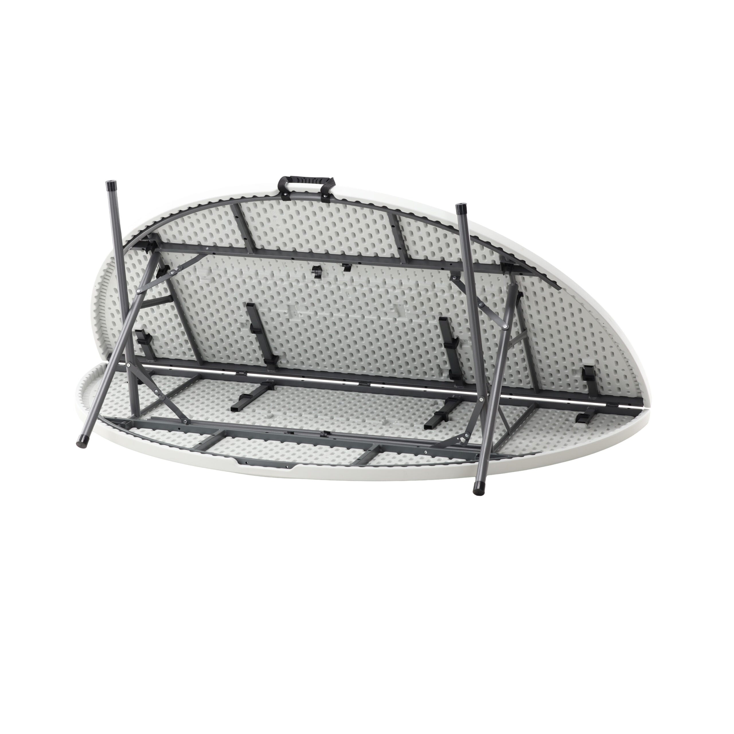Masa catering rotunda pentru evenimente, pliabila, diametru 180 cm, HDPE, cadru metalic, alb