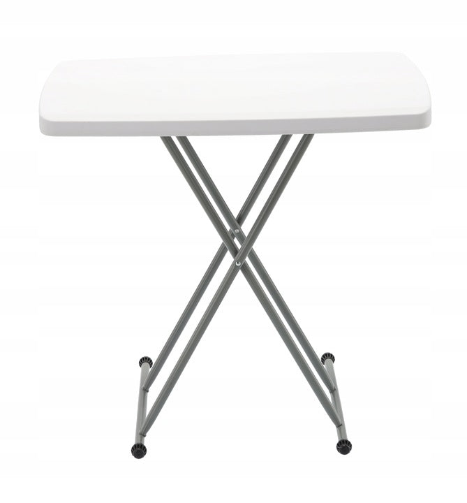 Masa pliabila 76x50 cm, inaltime reglabila 36-71 cm, pentru terasa, gradina sau camping, HDPE alb