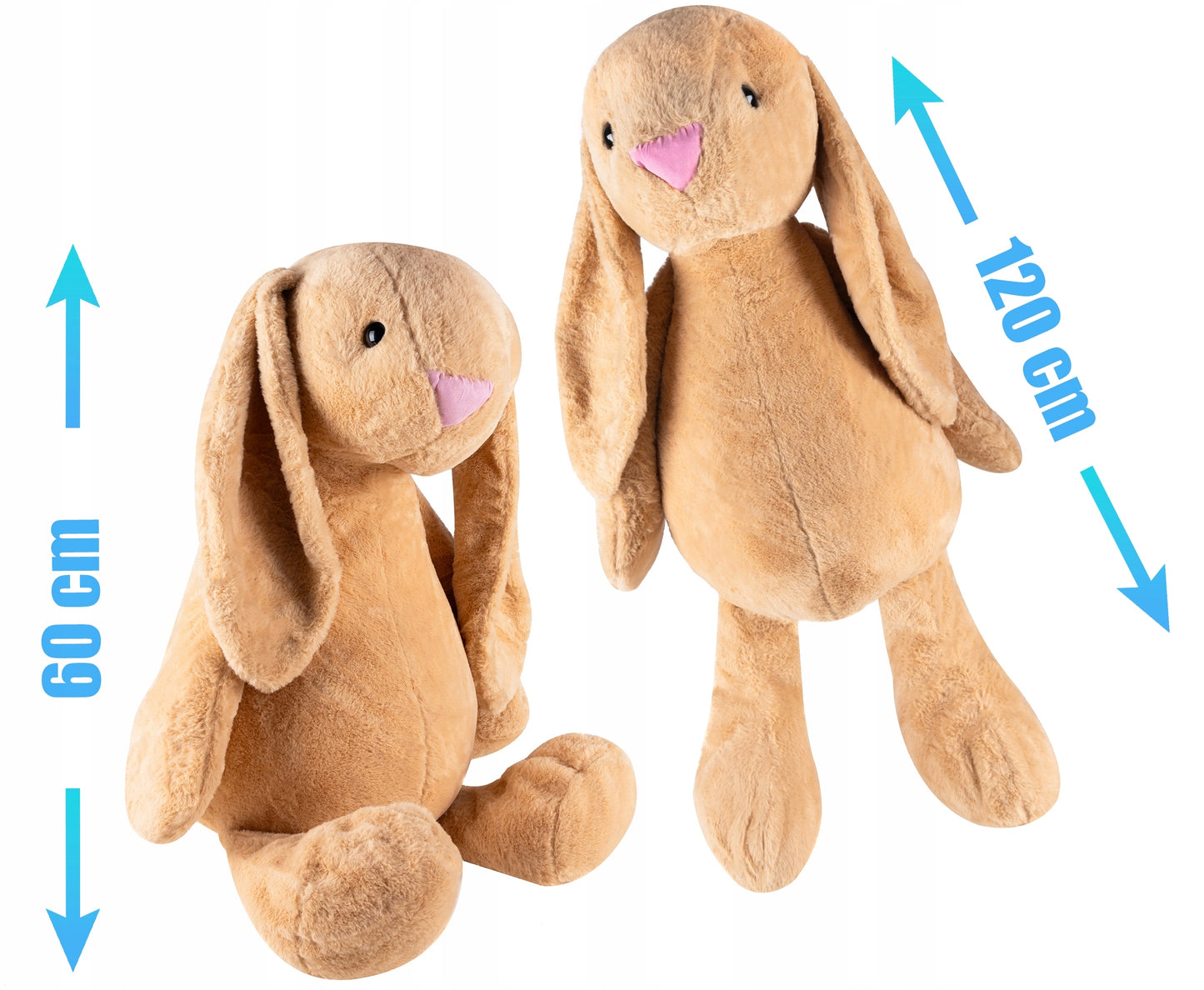 Jucarie plusata iepuras gigant, din plus moale, 60 cm sezut - 120 cm total, maro - 3