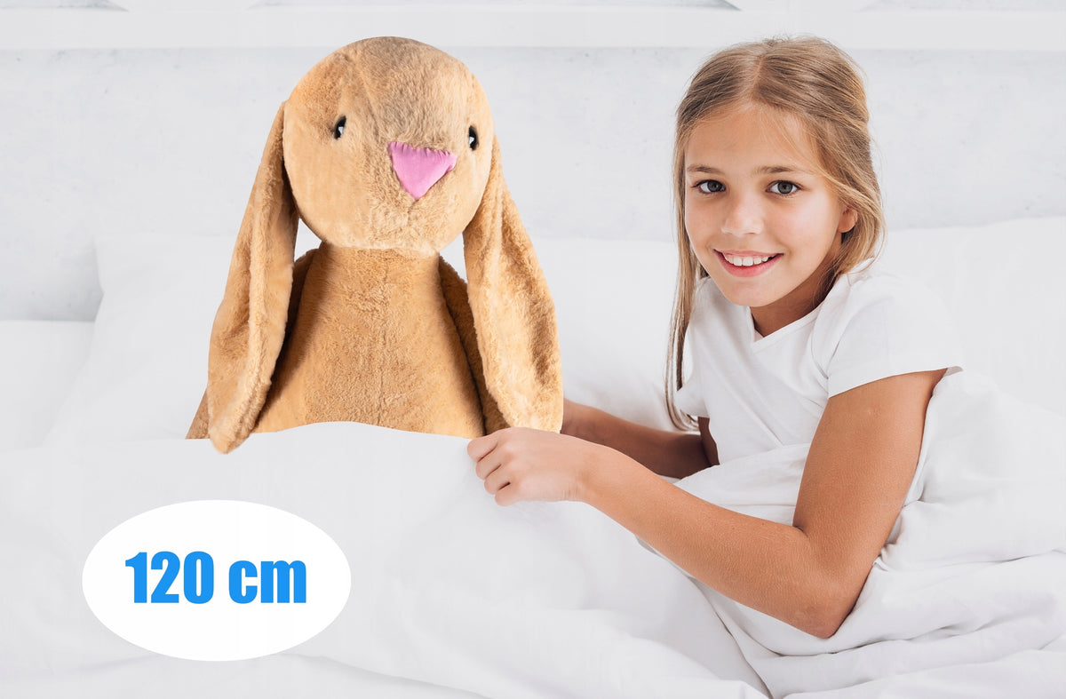 Jucarie plusata iepuras gigant, din plus moale, 60 cm sezut - 120 cm total, maro - BazarOltenia imagine 11