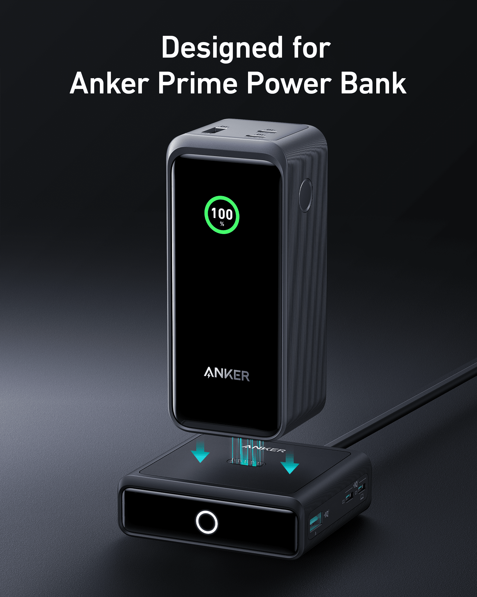 POWER BANK Anker "Prime" 20000mAh, 200W , 1 x USB, 2 x USB Type-C, display digital, 12V/5A, negru, "A1336011" - 194644130893