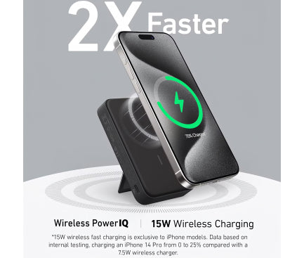 POWER BANK Anker "MagGo" 10.000 mAh, 27W Qi 2.0 15W, suport pliabil, compatibil iPhone 15/14/13/12, 1 x USB-C, afisaj inteligent, 389 g, negru, "A1654G11" - 194644173388