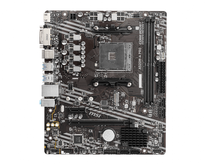 PLACA de BAZA MSI "A520M-A PRO", skt AM4, mATX, AMD A520, 2 x DDR4, max. 64 GB, 4 x SATA, 1 x M.2, 7.1, "A520M-A PRO" – Placi