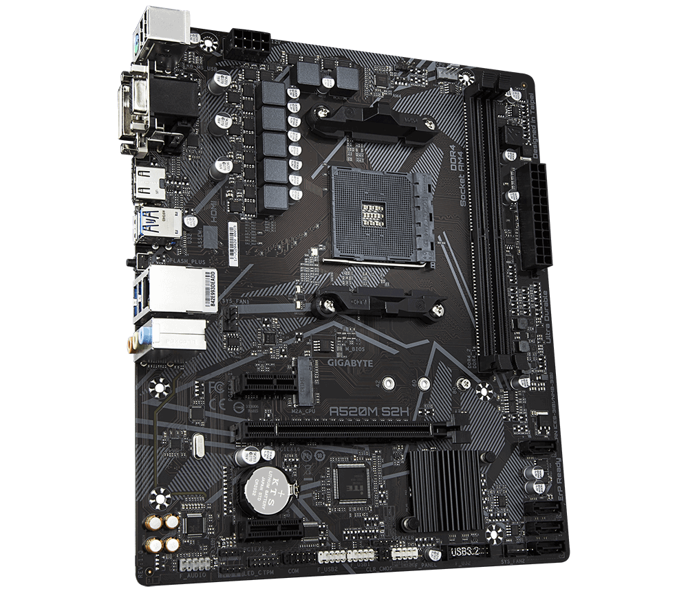 PLACA de BAZA Gigabyte "A520M S2H", skt AM4, mATX, AMD A520, 2 x DDR4, max. 64 GB, 4 x SATA, 1 x M.2, 7.1, "A520M S2H"