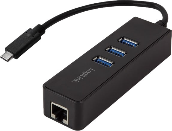 DOCKING Station Logilink, porturi USB: USB 3.0 x 3, conectare prin USB 3.2 Type C, cablu 0.1 m, retea 10/100/1000 Mbps (Gigabit), negru, 