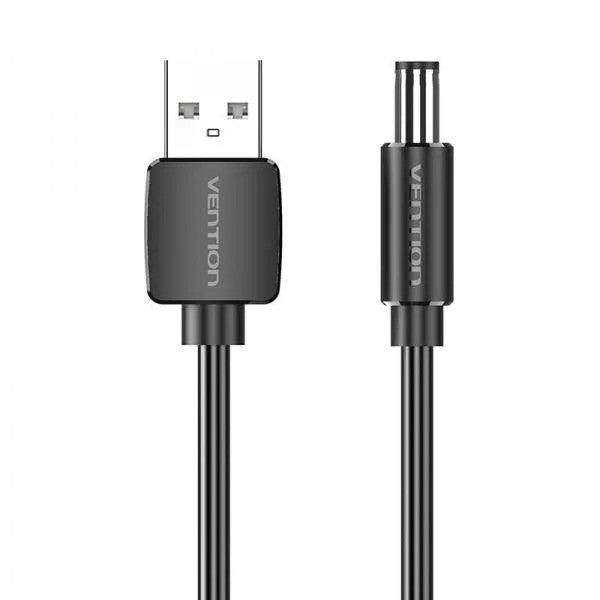 Cablu alimentare Vention, USB 2.0 (T) la DC 5.5mm (T), 1.5m, 5V, 3A, PVC, negru 