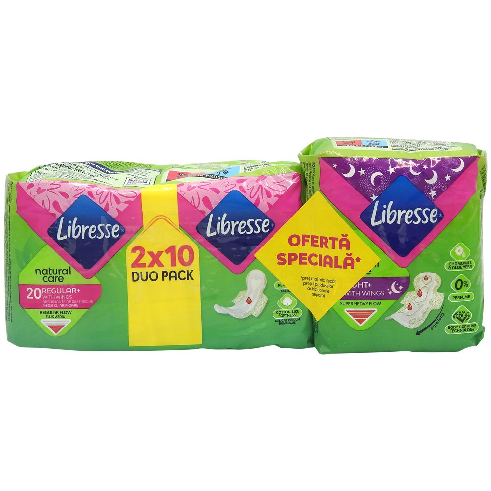 Absorbante, Libresse Absorbate 20 buc Natural Care Regular, Libresse 7 buc Natural Care Night