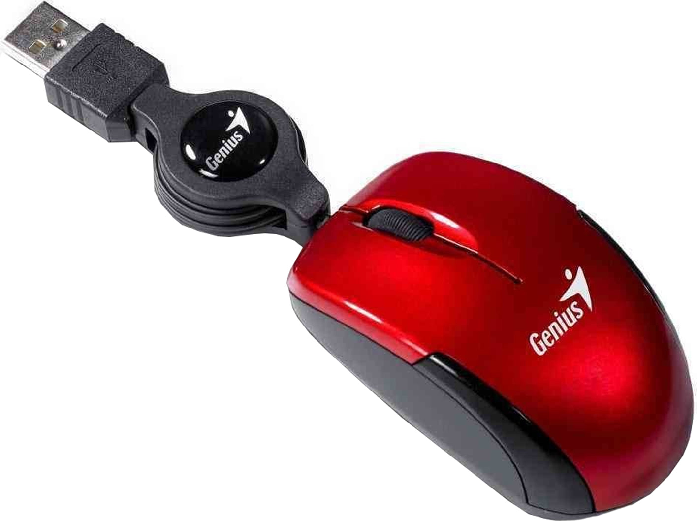 MOUSE Genius, "Micro Traveler V2", PC sau NB, cu fir, USB, optic, 1200 dpi, butoane/scroll 3/1, , rosu, "31010125103"