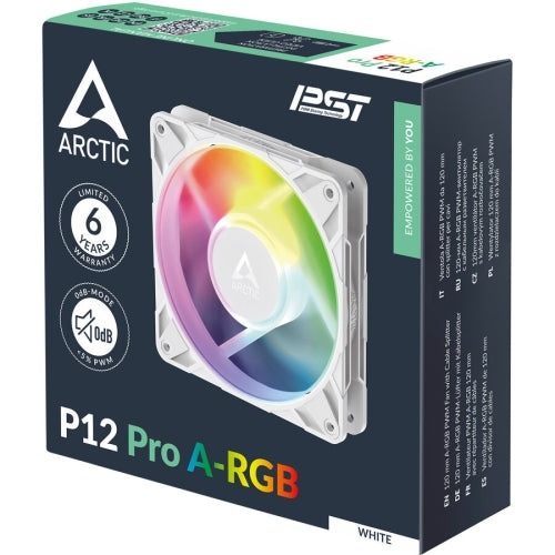 Ventilator Arctic "P12 Pro A-RGB (White)", 120mm, 600 - 3000 RPM, FDB, 77 cfm, 4-Pin Fan Plug + 4-Pin Socket, lungime cablu 400 mm + 80 mm Daisy-Chain, alb, "ACFAN00311A" - 4895265000133