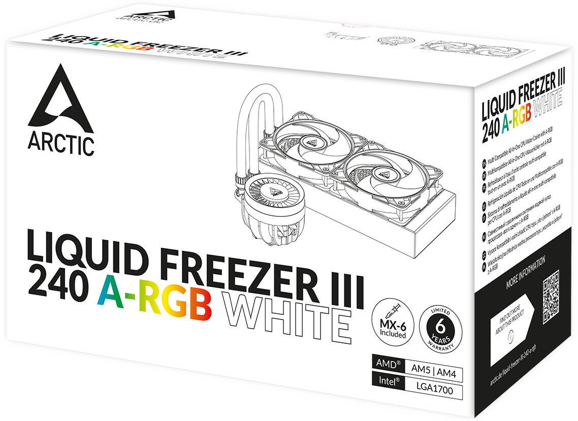 COOLER Arctic "Liquid Freezer III 280ARGB", racire lichid, skt. Intel LGA1700, AMD AM5/AM4,radiator aluminiu, pompa 2800rpm, fan 2x140mm,1900rpm,4-pin PWM,ARGB, alb "ACFRE00151A"