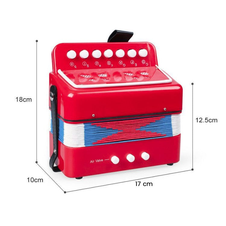 Acordeon Pentru Copii, Flippy, Acordeon Jucarie pentru Educatie Timpurie, 7 butoane 2 bass, Acordeon Instrument Muzical pentru Copii, 18 x 17 x 10 cm, Rosu